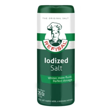 Refisal Iodized Salt Fine grain, Bottle 26oz