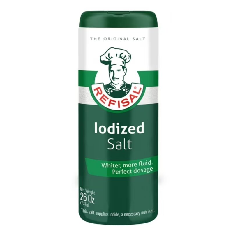 Refisal Iodized Salt Fine grain, Bottle 26oz